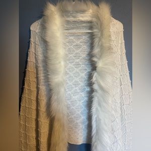 White shawl with hook. Worn at Christmas pictures & Christmas Eve last year.